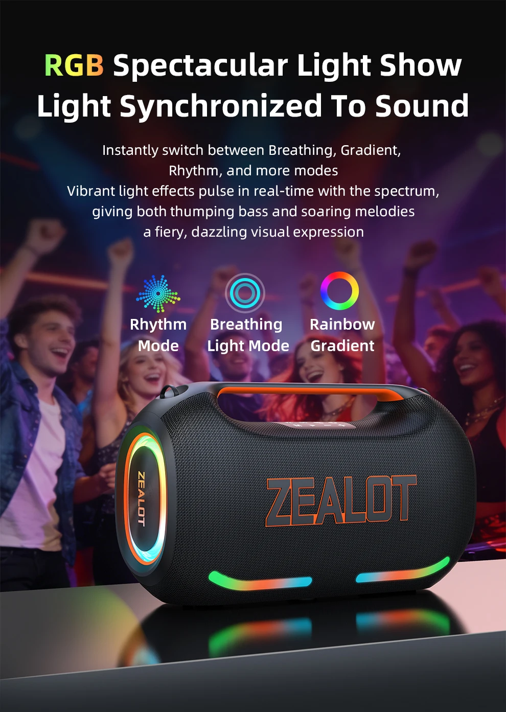 PL-zealot-ze41 250W Tragbarer Bluetooth-Lautsprecher StormBox Blast Outdoor Kabelloser Lautsprecher IPX6 Wasserdicht Party-Camping-Lautsprecher 12 Stunden Laufzeit – Detail 6