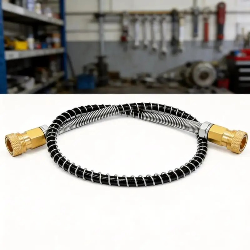 304 Steel Mesh Air Transfer Hose with 10 mm x 1.0 Threading, Detachable Ends, Polyamide-PTFE Inner Tube, and Protective D2RD