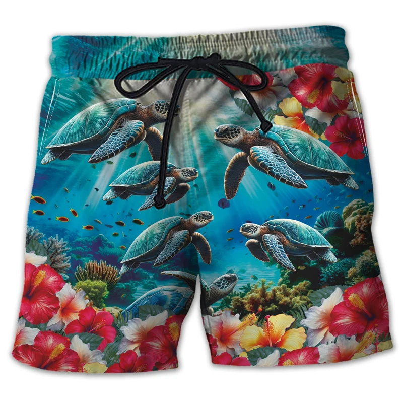 Viser courts College en 3D d'animaux pour hommes, vêtements décontractés, shorts de plage hawaïens d'animaux marins, troncs de têtes de bûches pour enfants, FJJ