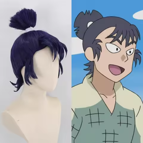 Nintama Rantarou Shokumitsu Rosaburou‌ Cosplay wig Dark Blue Anime Style Wig