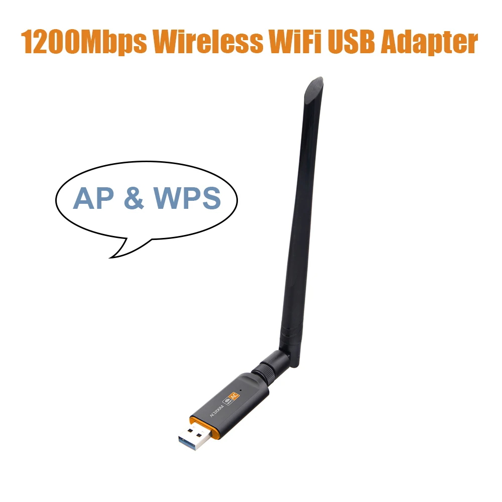 Dual Band Usb Wifi Adapter 1200Mbps 5Ghz 2.4Ghz Wifi Met Antenne Voor Laptop Pc Computer Mini Netwerkkaart Ontvanger Wi-Fi Dongle