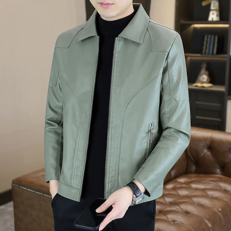 

Новая мужская куртка из искусственной кожи с лацканами, высококачественная ветрозащитная крутая и универсальная куртка, высококачественная модная крутая и модная