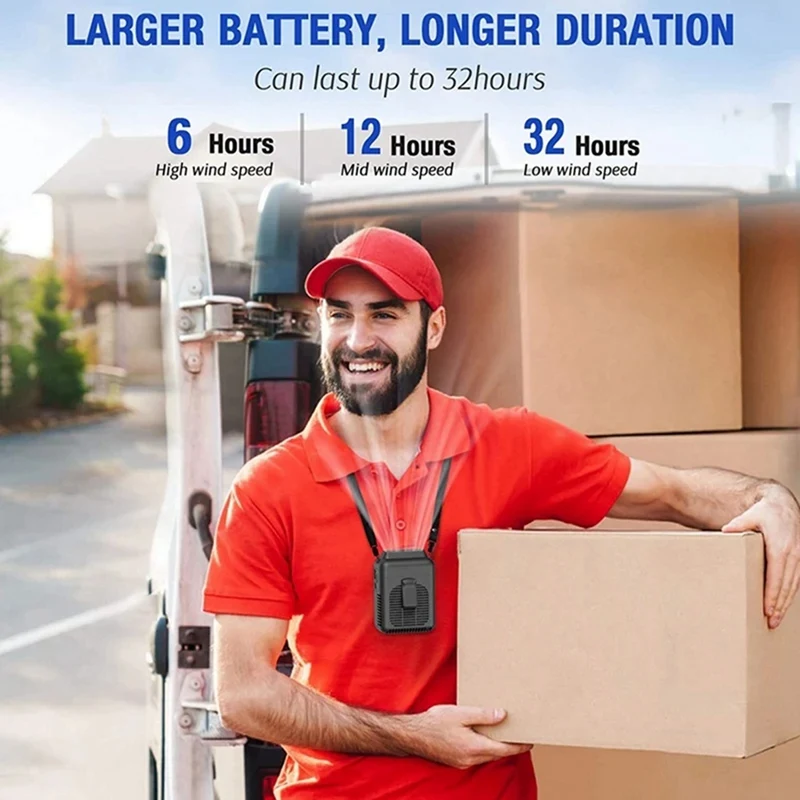 Tailleclip op ventilator 8000mA Oplaadbare tailleclip op ventilator, nekventilator, draagbare buitensportwerkventilator, verstelbare luchtuitlaat Laag geluidsniveau