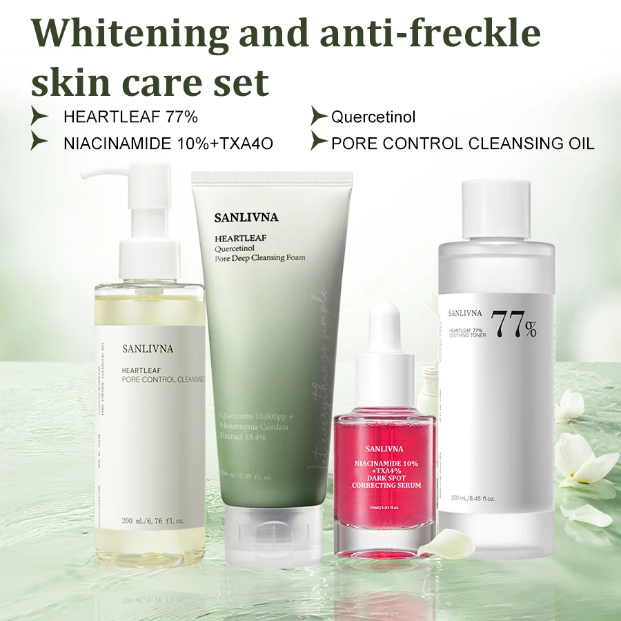

Heartleaf 77% Skincare 4-Piece Set - Pore Cleansing Oil, Deep Cleansing Foaming Cleanser, Soothing Toner, Anti-Acne Serum