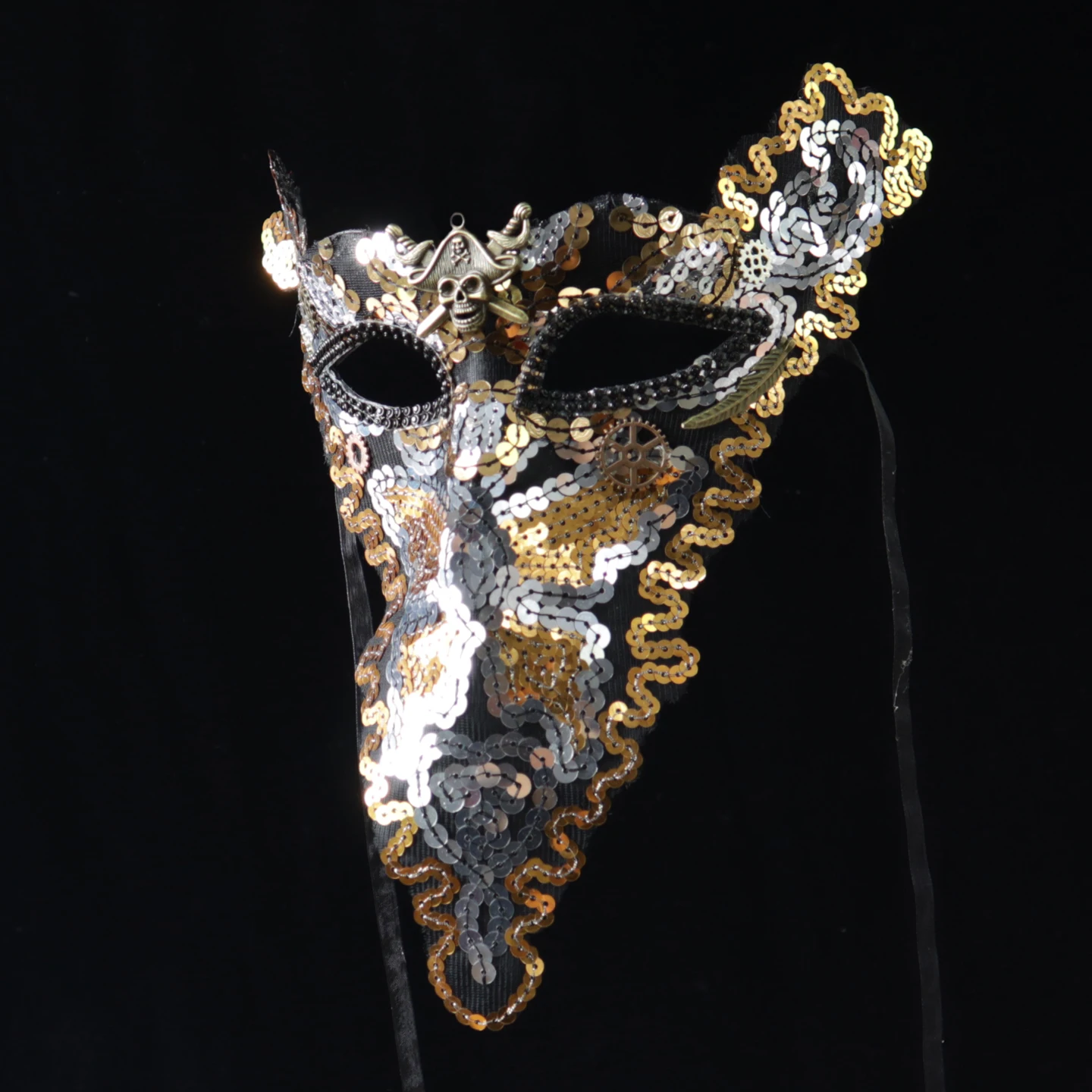 

Dance party, golden sequined full-face stage mask, adult party, nightclub, mask