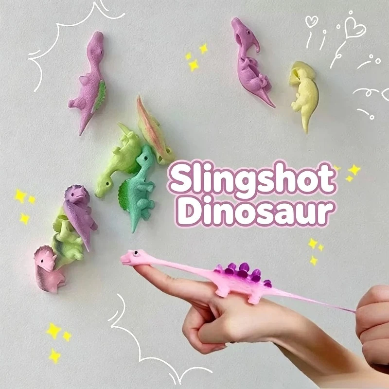 Shooting Small Dinosaur Fingers Slingshot Elasticity Decompression Sticky Music Decompression Pinching Music Sticky Wall Toy view 3