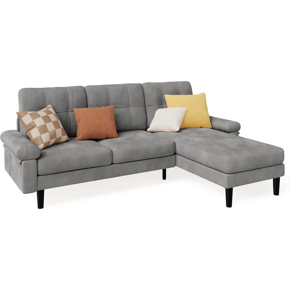 أريكة مخملية حديثة قابلة للتحويل على شكل حرف L مكونة من 3 مقاعد لغرفة المعيشة والشقة وراحة المكتب #6