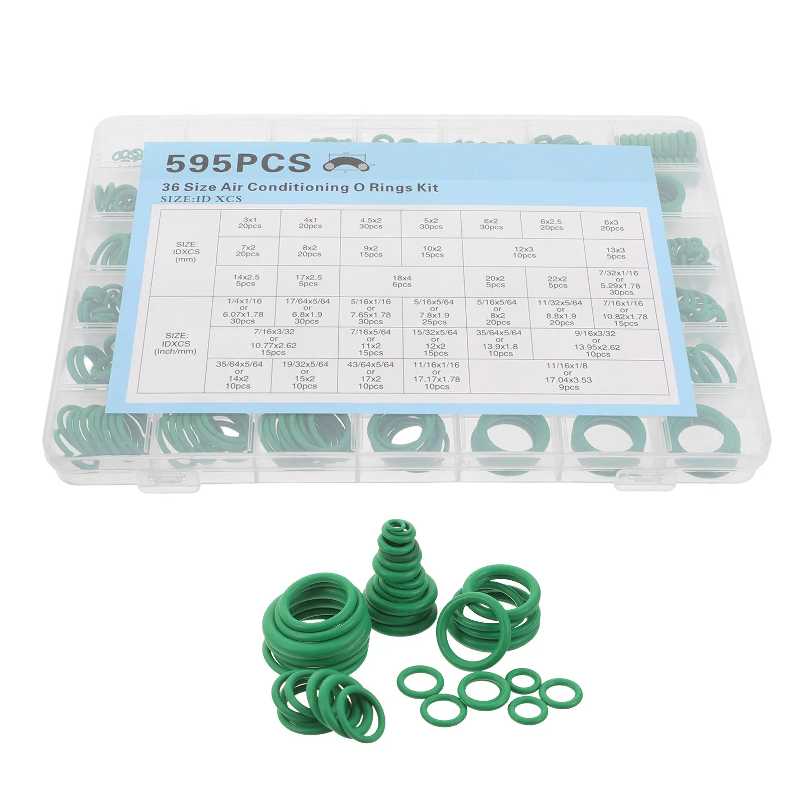 595Pcs Car Ac O Rings Kit Rubber Seals Assorted Compressors Gaskets Conditioning Repair Set Air Conditioner O Ring Set
