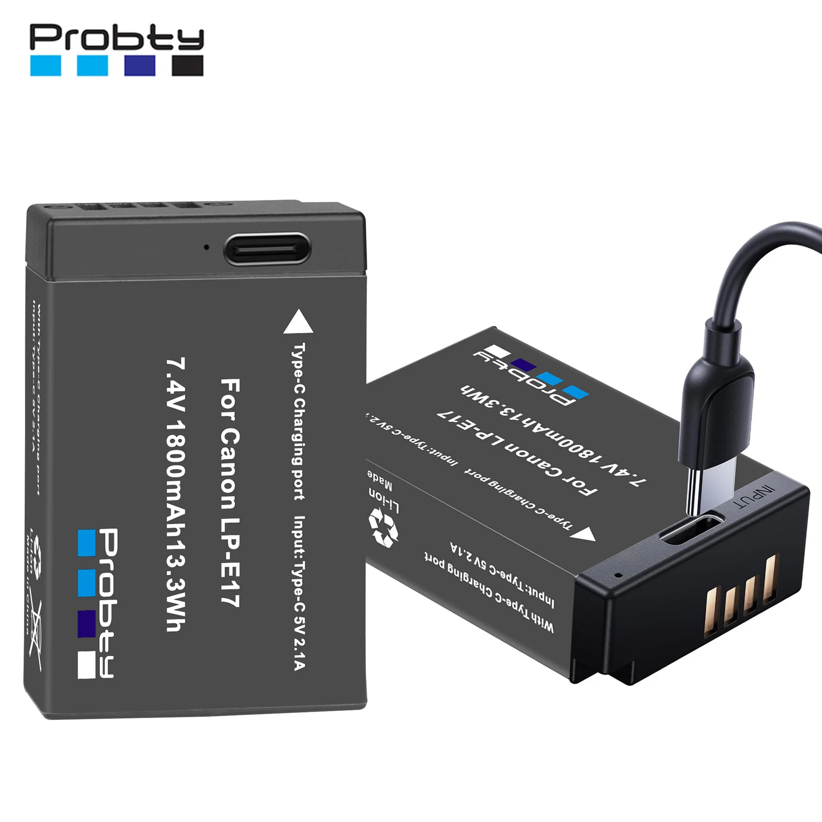 Probty LP-E17 LP E17 Battery with Type-C Input for canon sl2 sl3 RP 200 250D M3 M5 M6 750D 760D T6i T6s 800D 8000D 77D Kiss X8i