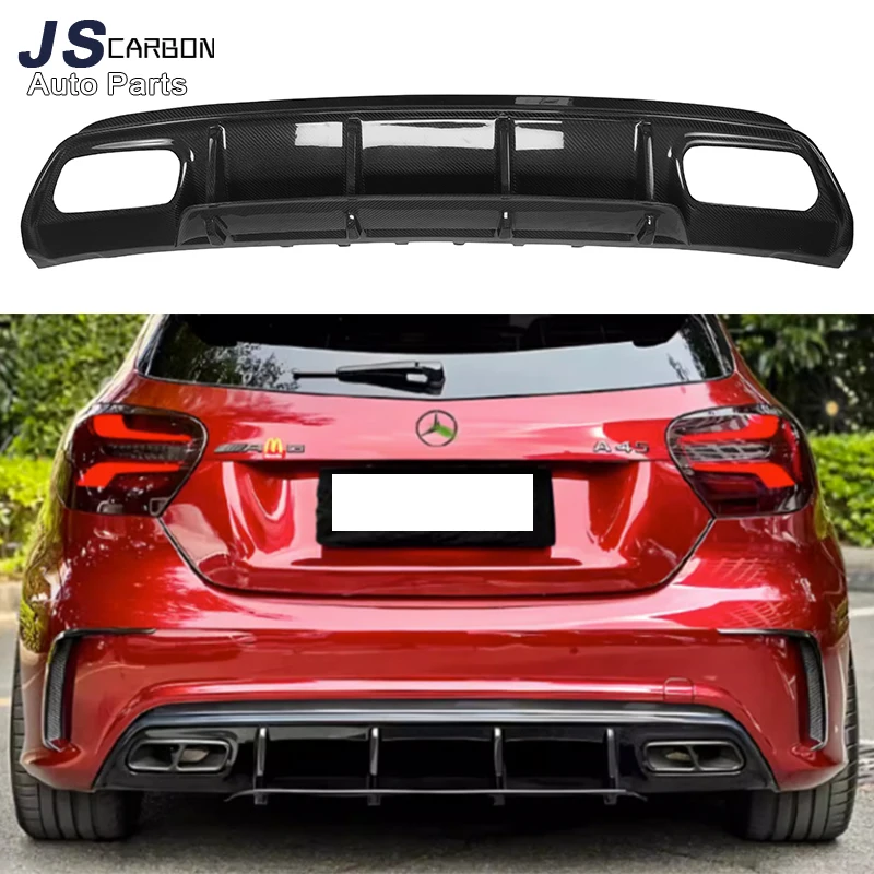 For Mercedes Benz A Class AMG W176 A45 2013-2017 Carbon Fiber Rear Lip Diffuser Back Bumper Spoiler Small Deflector body kit