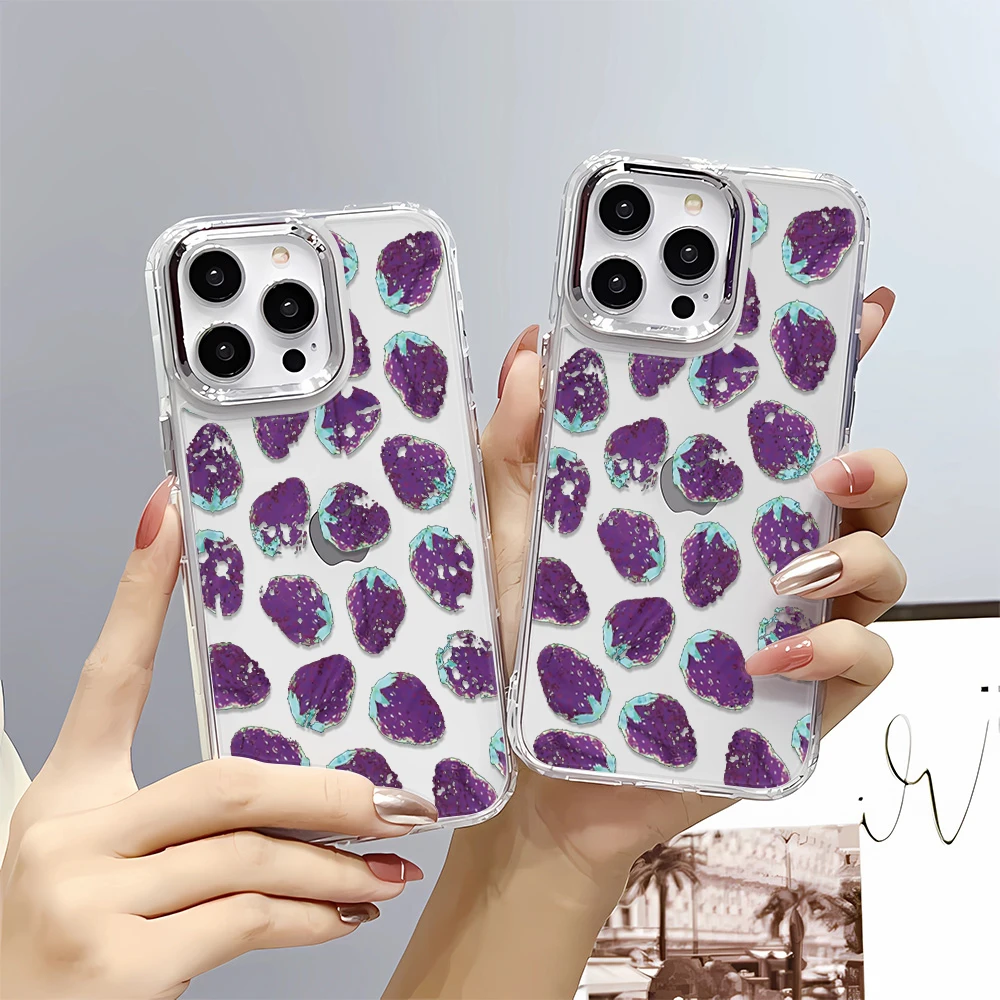 

Strawberry And Cherry Bowknot Phone Case For IPhone 16 15 14 13 12 11 Pro Max XS X XR 7 8 Plus 16e Soft Shockproof Bumper Cover