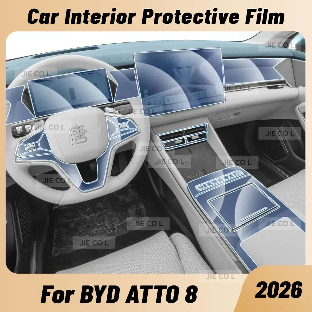 New! For BYD ATTO 8 2026 Anti-scratch Interior Center Console Media Dashboard Navigation TPU Protector Film Anti Scratch