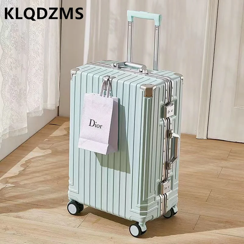 

KLQDZMS Suitcase on Wheels 20 Inch Boarding Case 24"26"28" Large Capacity Aluminum Frame Trolley Case 22" Password Box Luggage