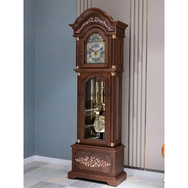 66.Nine-tone European floor clock living room villa Chinese retro mechanical vertical clock