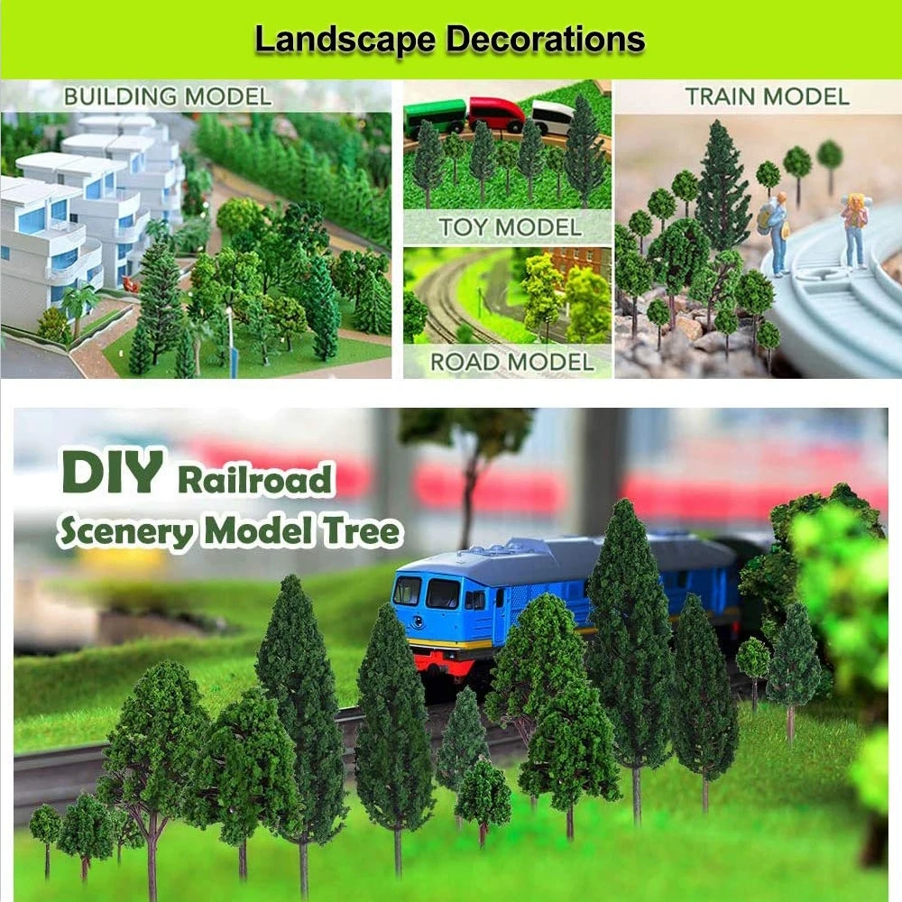 20Pcs 3.5/5/7/9cm Model Trees Micro Landscape Decor HO Scale Architectural Model Train Layout Mini Tree Building Kit DIY Toys