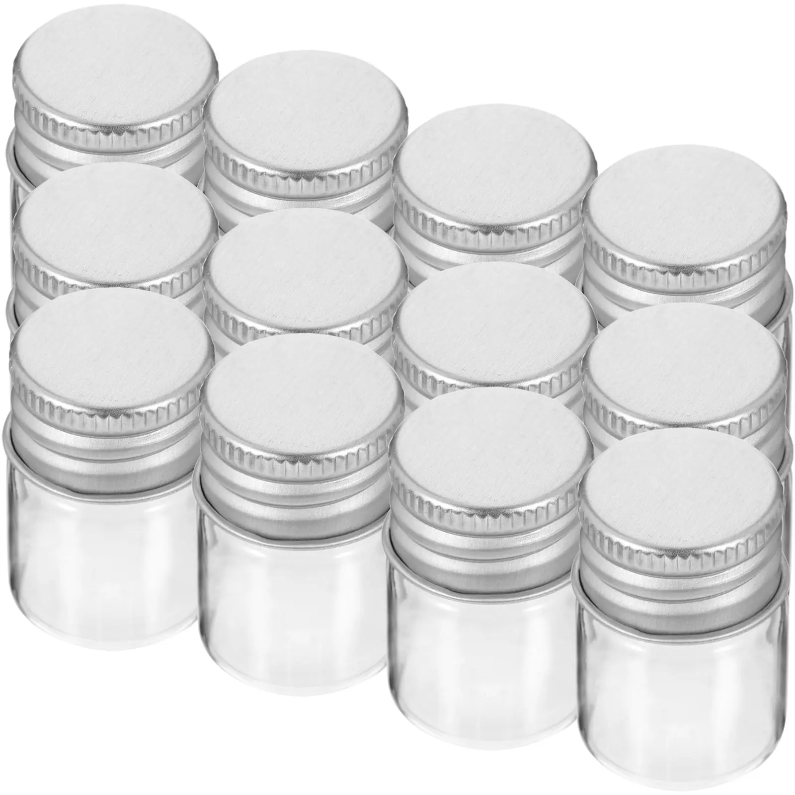 

12 PCS Airtight Glass Bottle Sugar Container with Lid Food Storage Jars Juice Containers Lids Jam Organizer Mini Miniature
