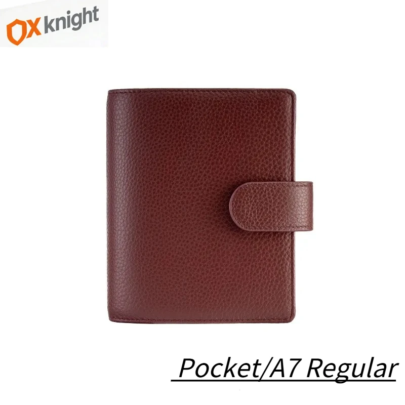 

OX Knight 2026 Новый карманный ежедневник формата A7 с кольцевым механизмом, обложка из натуральной зернистой кожи, органайзер, блокнот, дневник, скетчбук