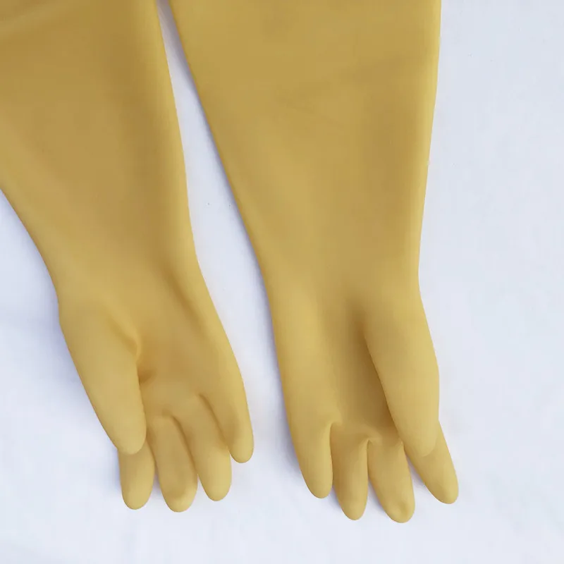 Skin Color Rubber Gloves Long Ebow Length Industrial Stylish Chic Insulation Acid and Alkali Resistance Battery Factory Use