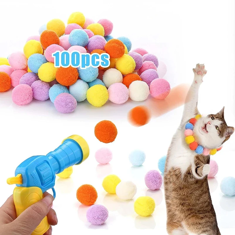 

Cat Toys Interactive Launch Training Toy For Pet Kitten Creative Mini Shooting Gun Games Stretch Plush Ball Toys Pet Supplies