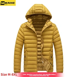 Parka com capuz impermeável masculina, chapéu destacável, casaco casual quente, novo, outono e inverno, plus size 8XL