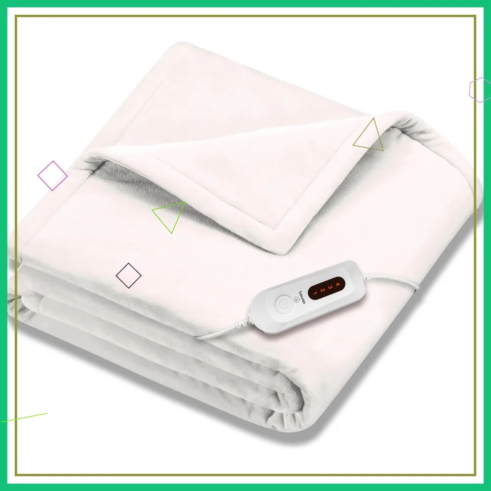 

Электрическое одеяло с быстрым нагревом, 4 уровнями регулировки температуры, тканью, пригодной для машинной стирки, автоматическим отключением, теплый плед (50x60 дюймов)