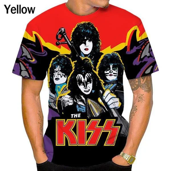 Popular Rock Kiss Band 3D Print T-shirts Men Women Short Sleeve O-Neck t shirt Oversized Loose Casual Top Harajuku Men Adult Tee