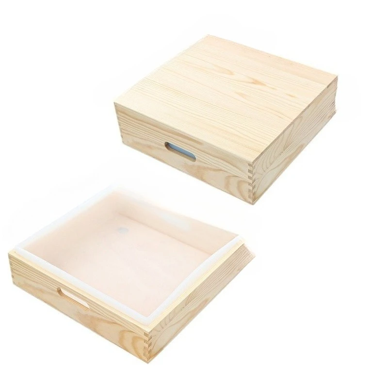 8L Capacity Silicone Wooden Box Soap Mold, Square 8kg Handcrafted Soap Tray with Lid, No Swelling, Ideal for Soap Making