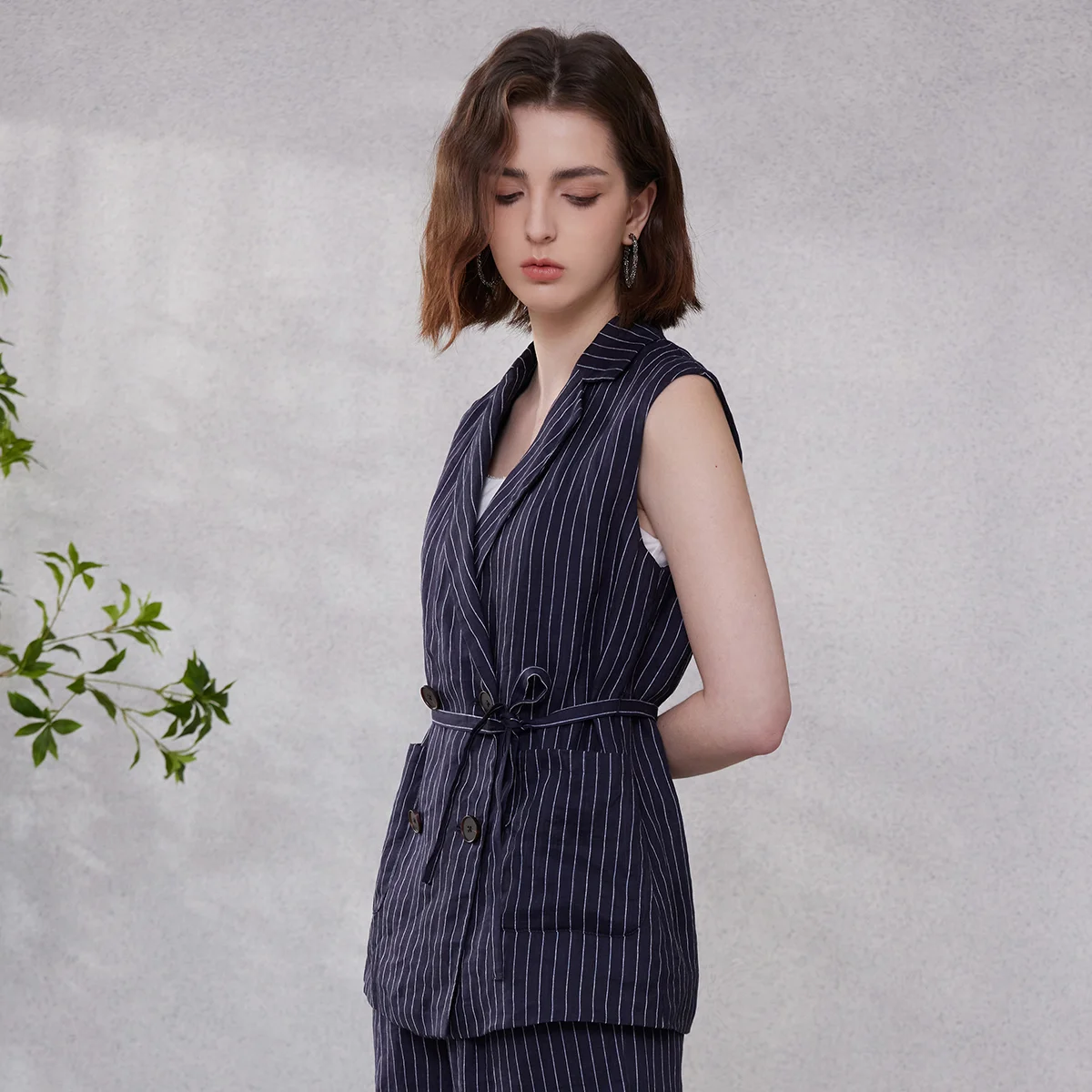 K2090L Dames 100% Ramee Casual Vest Middellang Comfortabel Modieus Licht Luxe Dameskleding