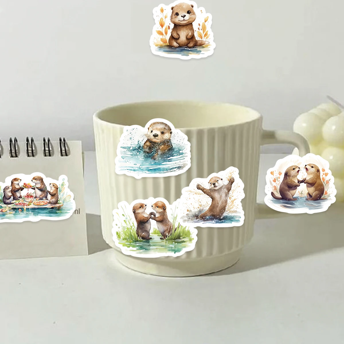 30pcs Adorable Little Otter Vintage Graffiti Decals Decorated Notebook Water Cup Guitar Diary Stationery Waterproof PVC Decals