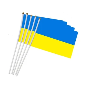 14*21 cm Ukraina Tangan Bendera UA Nasional Ukraina Tangan Melambaikan Bendera Kecil Dunia Negara-negara Eropa Meja Dekorasi Hadiah 12 bendera meja penjualan terbaik - №