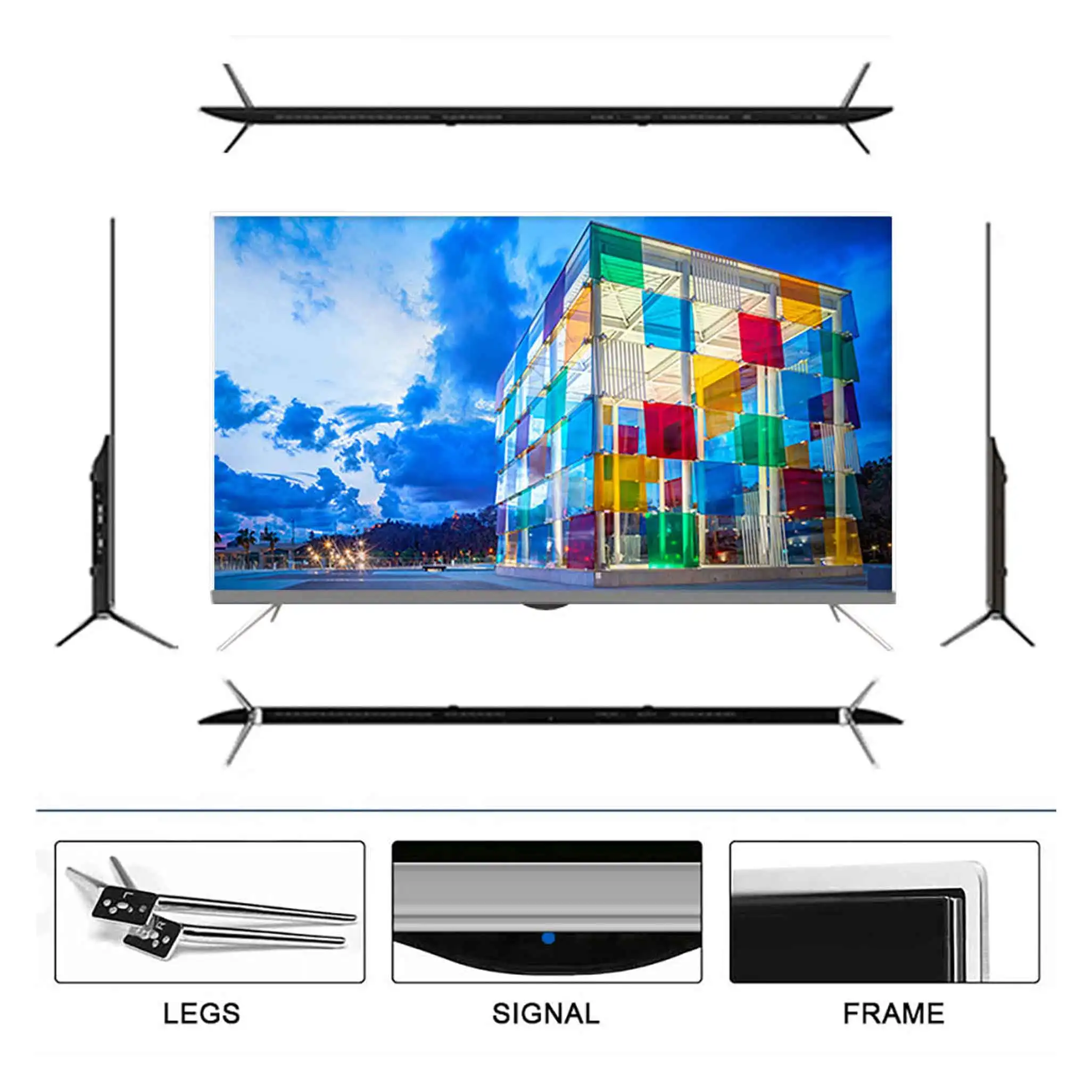 LED OLED 4K UHD HDR10 Smart TV 50 85 Inch Ultra Slim Android WiFi Voice Control Game Mode Built-In Speaker Television
