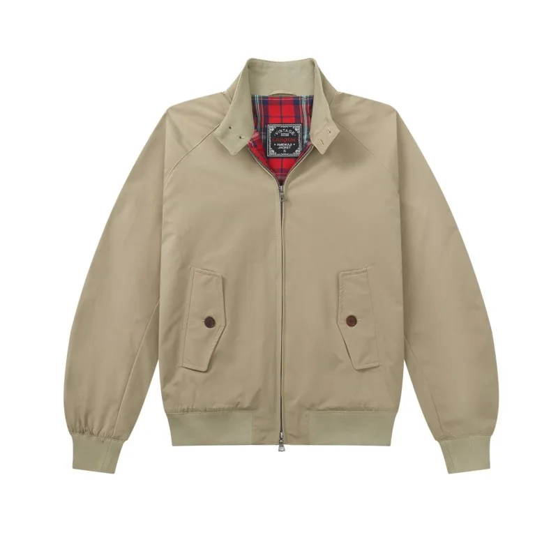 men's workwear stand-up collar short coat with checkered lining