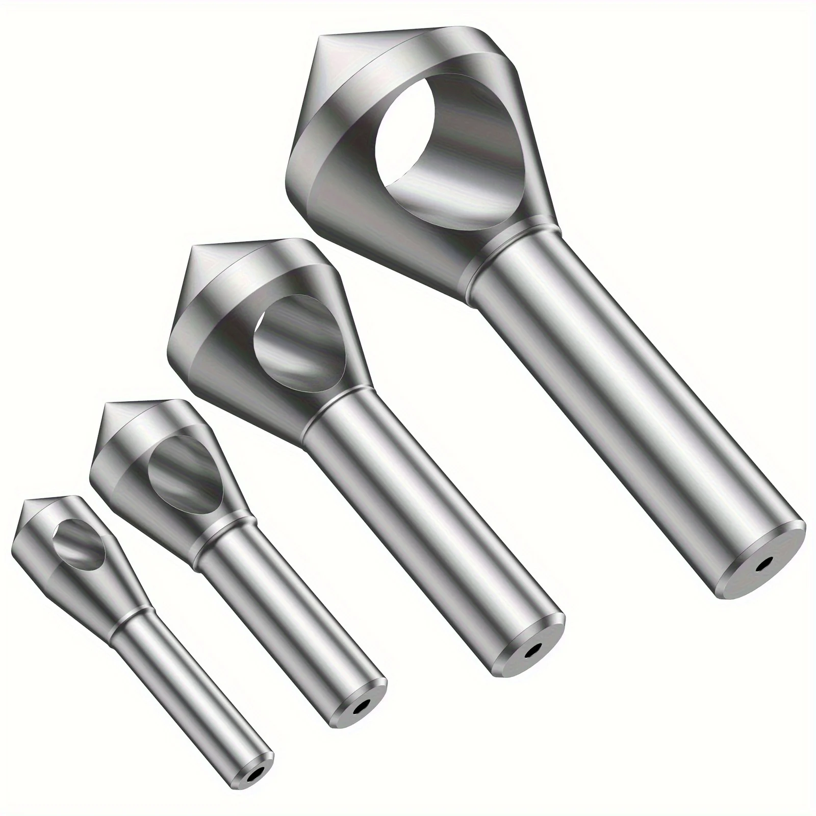 4pcs High Hardness Steel Countersink Deburring Bits, Industrial Chamfer Cutter Set, Multi Size Hole Edge Trimming Tool