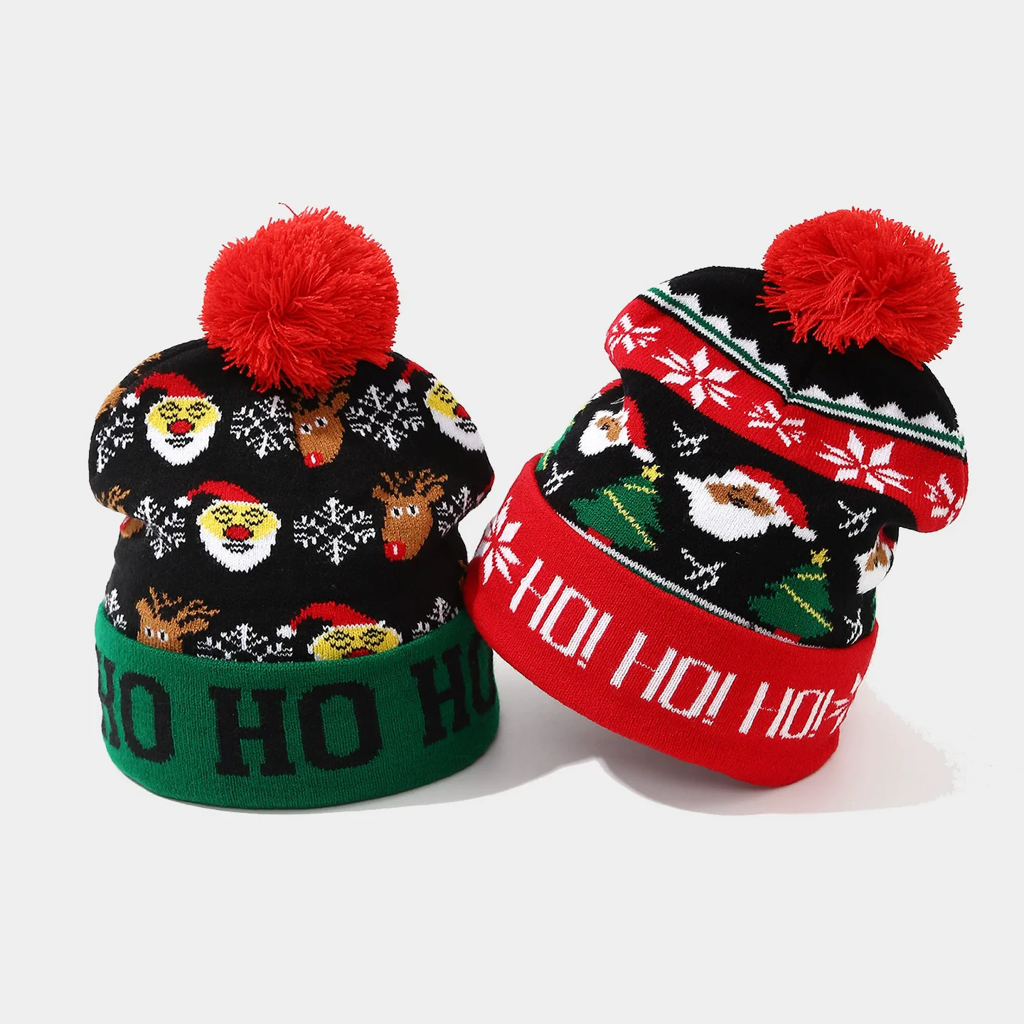 Christmas Hat Knitted Christmas Hat Santa Claus Fleece Hat Cartoon Pattern Christmas Gift Christmas Decoration