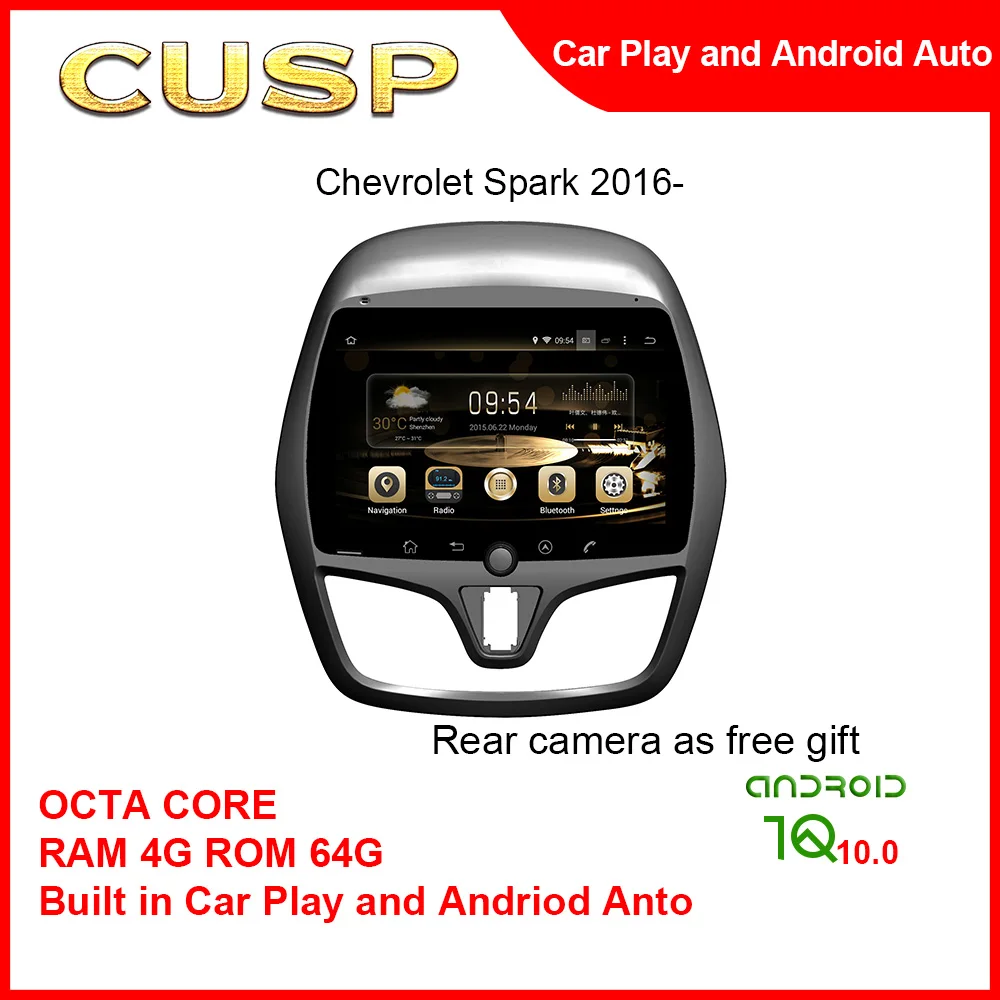 CUSP Android 9.0 4G64G Big Screen Car Radio Stereo Multimedia Video Player 9 Inch GPS For Chevrolet Spark 2017- Carplay