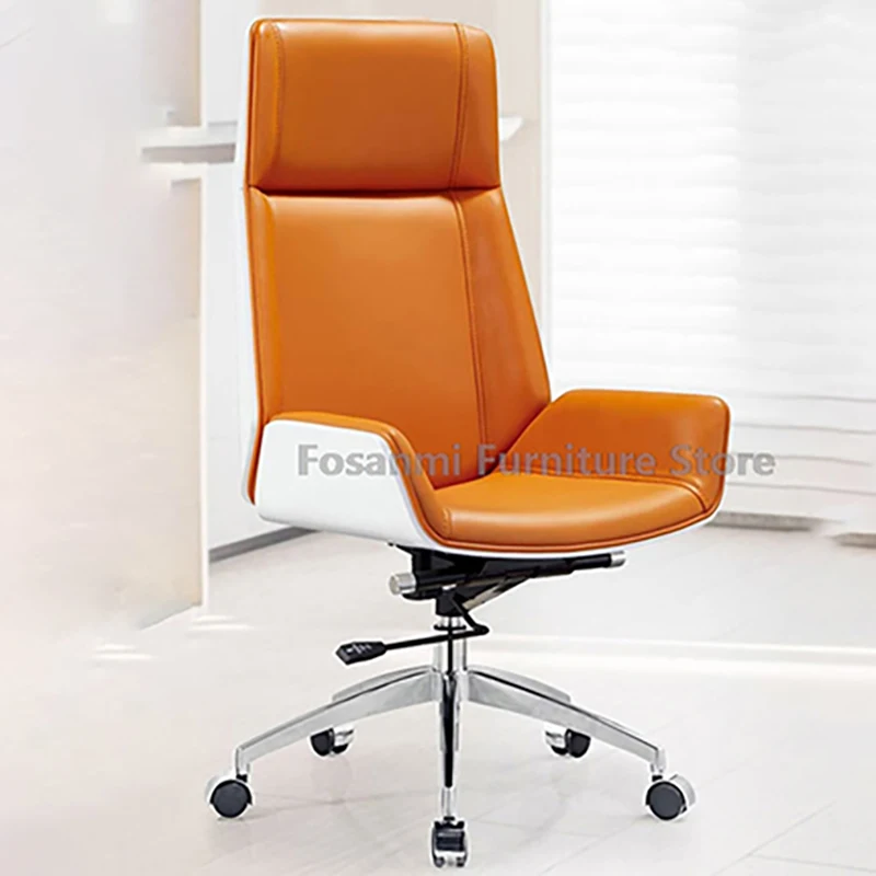 

Кожаное офисное вращающееся кресло Manager Boss с деревянной рамой, регулируемое по высоте эргономичное удобное компьютерное кресло, роскошное домашнее настольное кресло