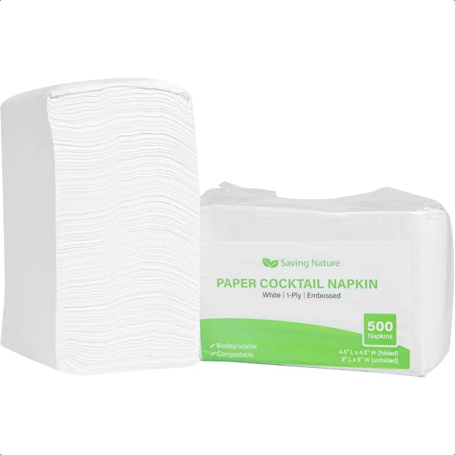 RestaurantwareSaving Nature Guardanapos de 9 x 9 polegadas para festa 500 Guardanapos de restaurante duráveis 1 camada com designs de floco de neve Pap branco