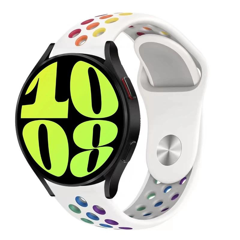 Pulseira de silicone para Samsung Galaxy Watch, 20mm, 22mm, 6, 5, 4, Huawei, 3, GT, Soft Sports, pulseira respirável para Amazfit GTR 3, GTS