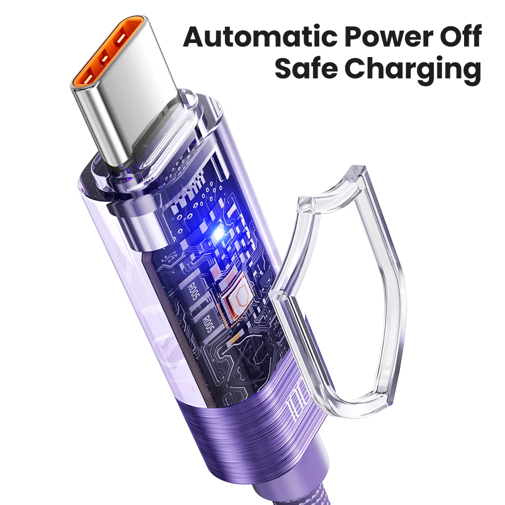 Toocki USB-кабель с автоматическим отключением питания 100 Вт светодиодный индикатор для быстрой зарядки кабель типа C iPhone 15 16 Pro Max Xiaomi Samsung Фото №2
