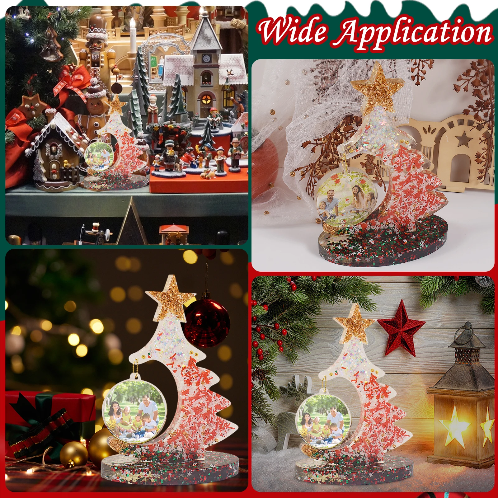 Clear Casting Resin Christmas Tree Mold High Detail Easy To Demould Gift For Christmas Gift White Golden bead chain