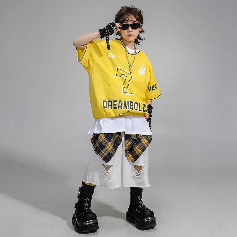 Maglietta Hip Hop per ragazze Streetwear Pantaloncini da ballo Ragazzi Pullover K-pop Set di vestiti jazz per bambini Abiti da ballo di strada per bambini