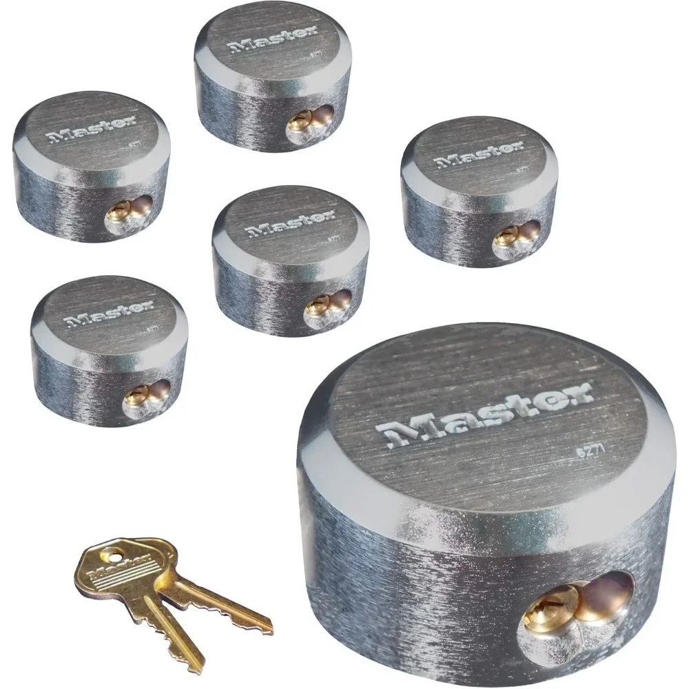 Master Lock 6271KA 6 Pack - 2-7/8in. ProSeries Reinforced Hidden Shackle Rekeyable Pin Tumbler Keyed Alike Padlock, Chrome