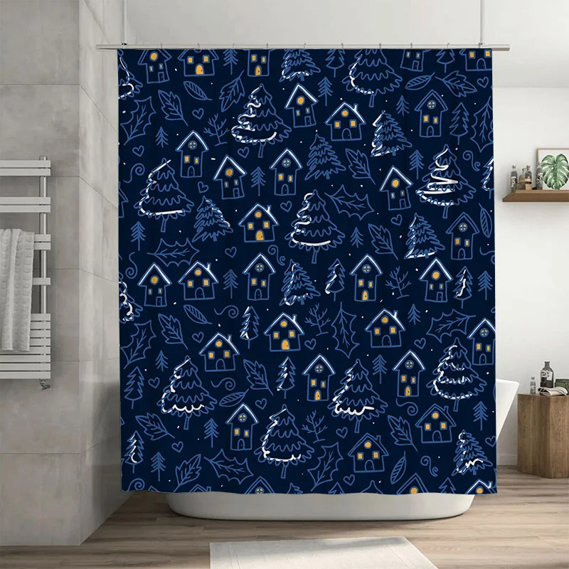 

TU занавеска для душа в ванной комнате с цветочным принтом, синяя водонепроницаемая ткань, декор, винтажный стиль фермерского дома, современный домашний текстиль, моющийся