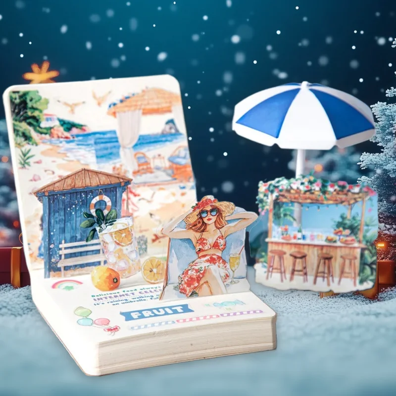 

1 упаковка/3 упаковки, 150*92 мм, 6 стилей, свежие европейские праздничные наклейки, ПЭТ-упаковка для пейзажного коллажа