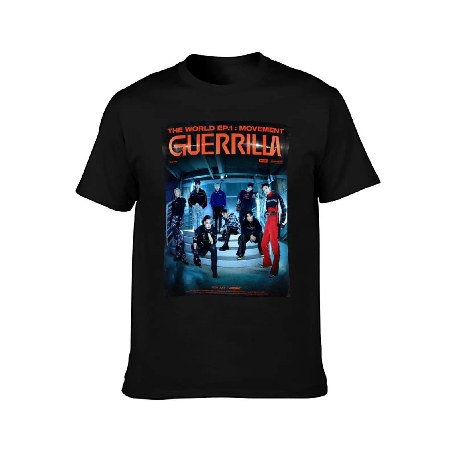 ATEEZ THE WORLD EP.1 : MOVEMENT 'Guerrilla' Title Poster kpopkorean boy band group T-Shirt Abstract Pattern Print Top T-Shirt