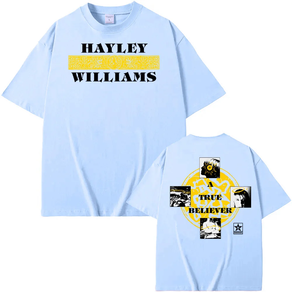 صحيح المؤمن العاج المحملة هايلي ويليامز الصيف جديد كم عالية الجودة س الرقبة تي شيرت الكورية نمط القطن قصير الأكمام تيز #5