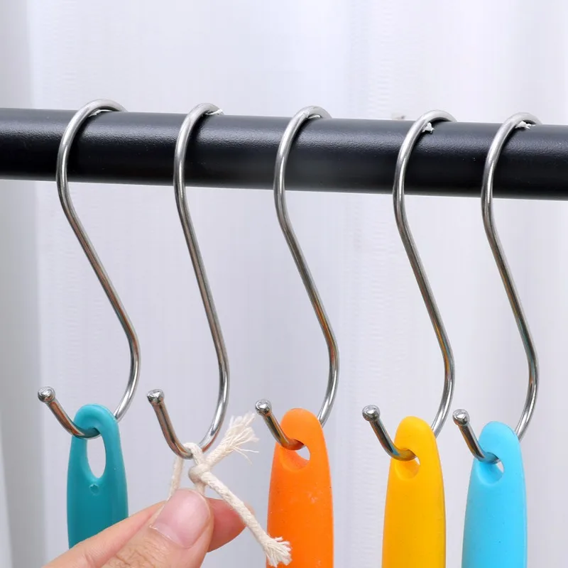 50PCS S-Shape Hooks Stainless Steel Multifunction Clothes Towels Hanging Racks Kitchen Bedroom Hanger Hooks Organizer Holders