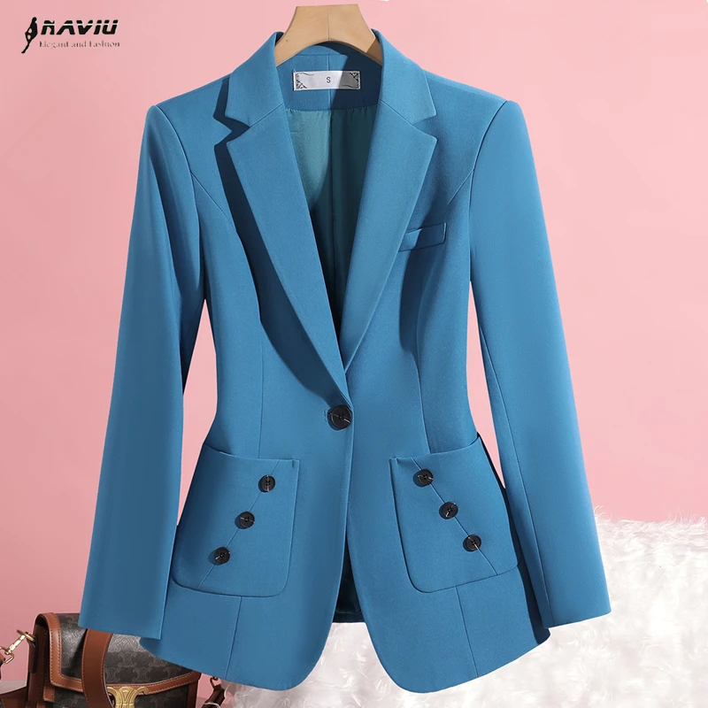 

NAVIU осенний пиджак с длинными рукавами и одной пуговицей, новое модное женское повседневное пальто, зимняя куртка для женщин, верхняя одежда синего цвета
