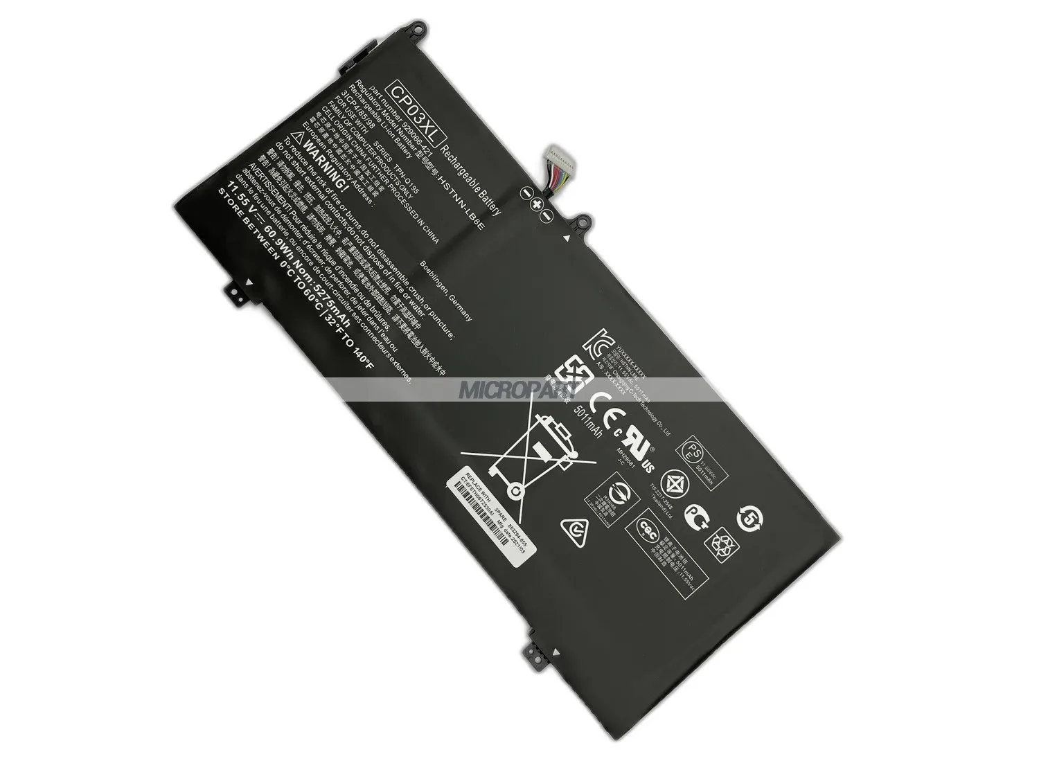 Imagem -03 - Bateria do Portátil Substituição Substituição para Spectre X360 13-ae Series Bateria de Longa Duração Li-ion 63.9 wh 11.55v Cp03xl 929066421 Hstnn-lb8e hp