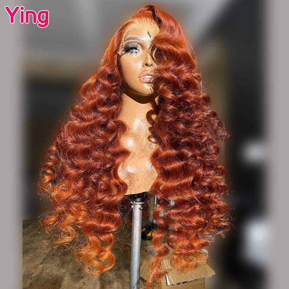 

Ying Ginger Orange Curly Wave 13x6 Lace Front Wig 13x4 Lace Front Wig PrePlucked With Baby Hair Remy 12A 5x5 Lace Closure Wig